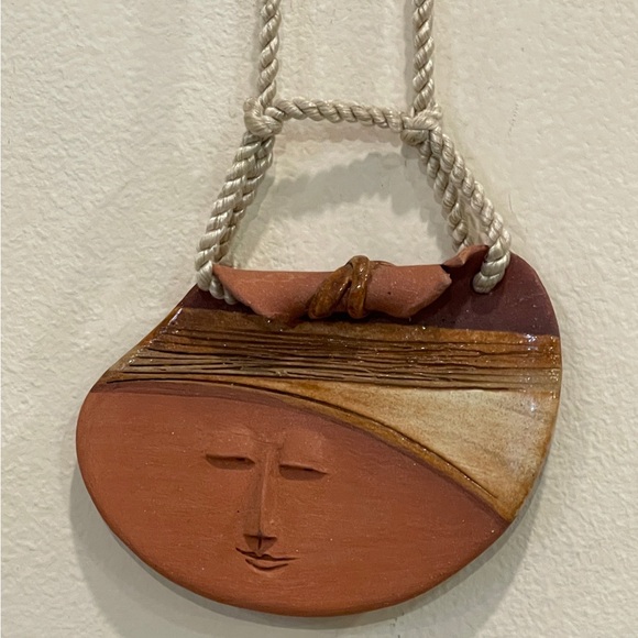 Handmade Clay Pottery Pendant Necklace Silvia Rivera 1985 - Picture 3 of 7